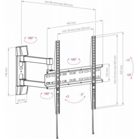 Кронштейн для телевизора Arm Media LCD-414 черный 26"-55" макс.3...