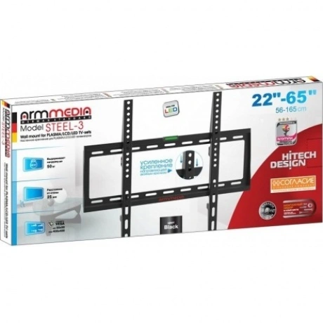Кронштейн для телевизора Arm Media STEEL-3 new черный 22"-65" ма...