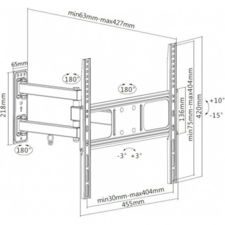 Кронштейн для телевизора Ultramounts UM 872 черный 32"-55" макс....