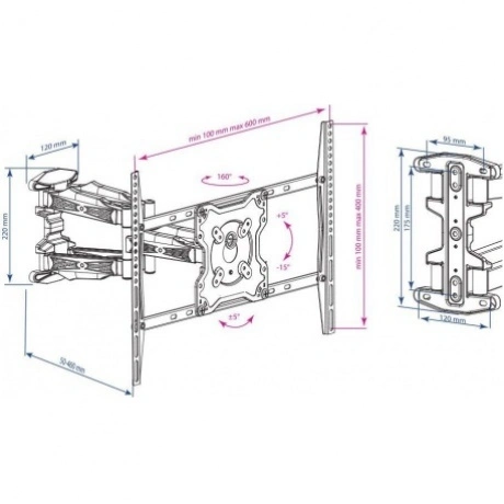 Кронштейн для телевизора Kromax ATLANTIS-46 серый 22"-65" макс.4...