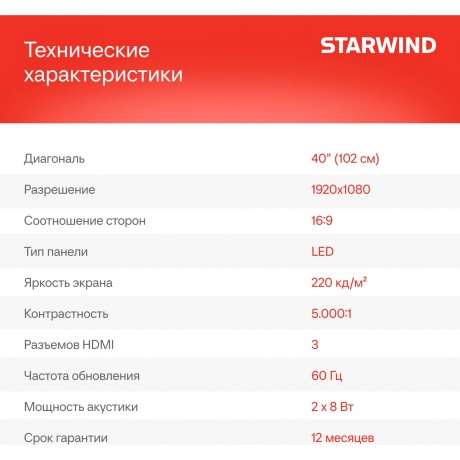 Телевизор Starwind 40" SW-LED40BG200 черный - фото 21