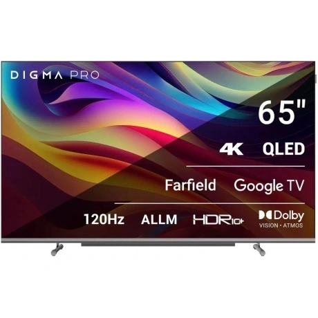 Телевизор Digma Pro 65" QLED 65L Google TV Frameless черный/сере...