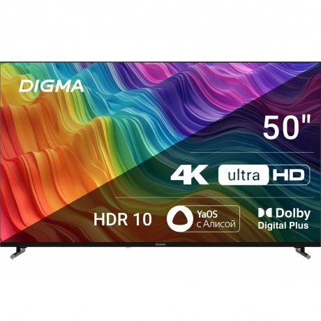 Телевизор LED Digma 50" DM-LED50UBB33 Яндекс.ТВ Frameless Metal ...