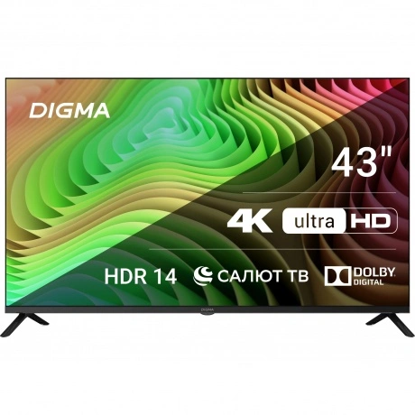 Телевизор LED Digma 43" DM-LED43UBB40 Салют ТВ Frameless Metal ч...