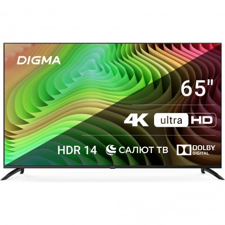 Телевизор LED Digma 65" DM-LED65UBB40 Салют ТВ Frameless Metal ч...