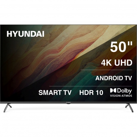Телевизор LED Hyundai 50" H-LED50BU7009 Android TV Frameless черный 4K Ultra HD 60Hz MEMC DVB-T DVB-T2 DVB-C DVB-S DVB-S2 USB WiFi Smart TV - фото 1