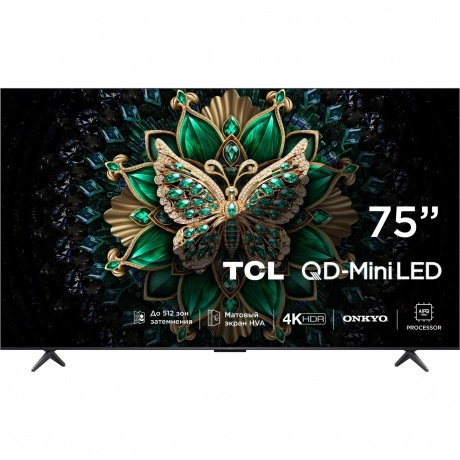 Телевизор TCL 75C6K 75" 4K UltraHD QLED черный - фото 1