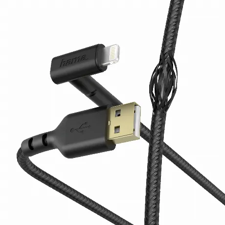 Кабель Hama 00187212 Lightning (m) угловой USB 2.0 (m) 1.5м черн...