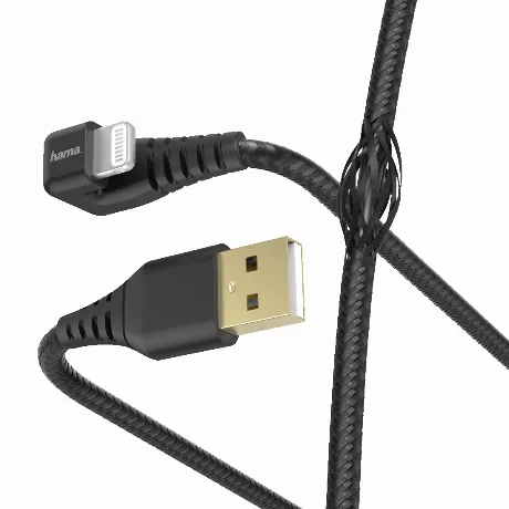 Кабель Hama 00187221 Lightning (m) угловой USB 2.0 (m) 1.5м черн...