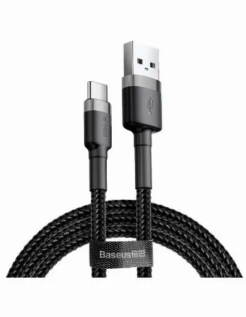 Кабель Baseus Cafule Type-C 2A 2m Grey-Black CATKLF-CG1
