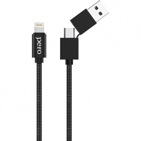 Дата-кабель PERO DC-07 UNIVERSAL 2 in 1, USB-A + PD  to Lightnin...