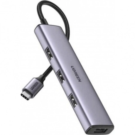 USB-Хаб UGREEN CM473 (20841) USB-C to 4*USB 3.0 Hub серый