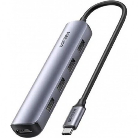 Адаптер UGREEN CM417 (20197) USB-C to 4*USB 3.0+HDMI Adapter сер...