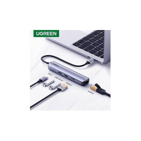 Адаптер UGREEN CM418 (10919) Ethernet Adapter+PD Silver - фото 3