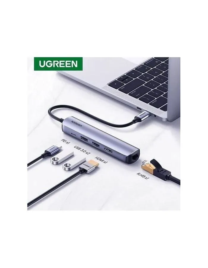 Адаптер UGREEN CM418 (10919) Ethernet Adapter+PD Silver - фото 3