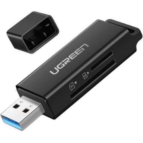 Кардридер UGREEN CM104 (40752) USB 3.0 to TF + SD Dual Card Reader.  черный - фото 1
