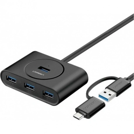 Хаб UGREEN CR113 (40850) USB 3.0 Hub with USB-C Port. 1 м. черны...