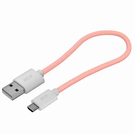 Кабель GreenConnect 3A 0.5m MicroUSB, розовый нейлон (GCR-51688)