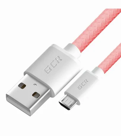 Кабель GreenConnect 3A 1.0m MicroUSB, розовый нейлон (GCR-51689)