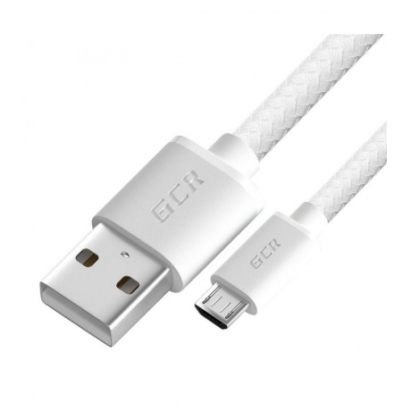 Кабель GreenConnect 1.0m MicroUSB, белый нейлон (GCR-54082) - фото 1