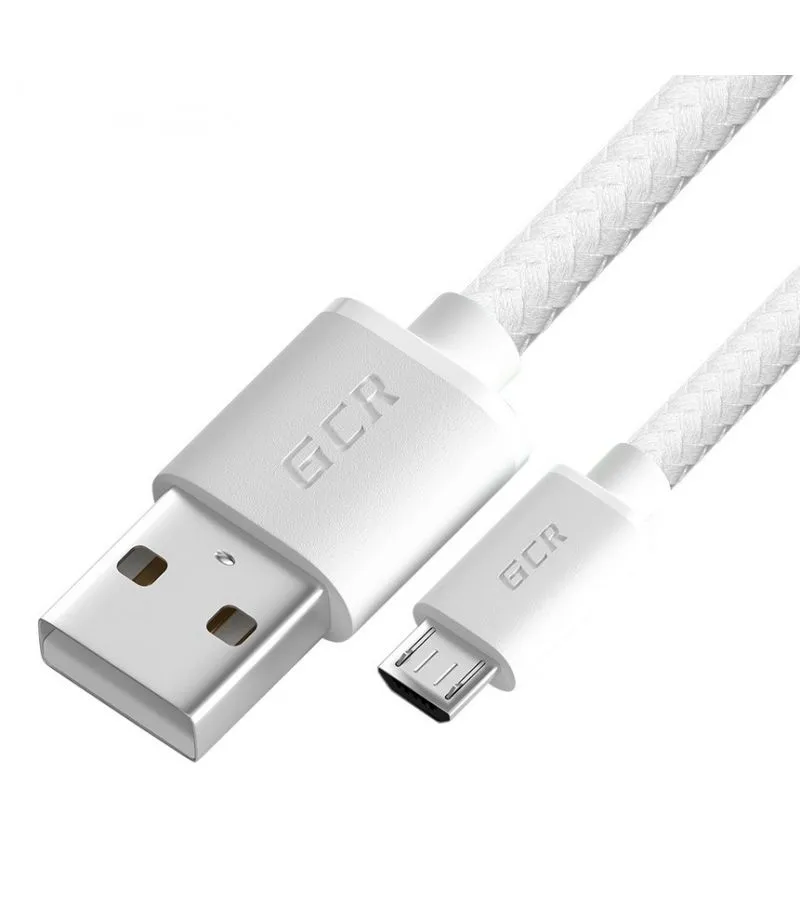 Кабель GreenConnect 1.0m MicroUSB, белый нейлон (GCR-54082) - фото 1