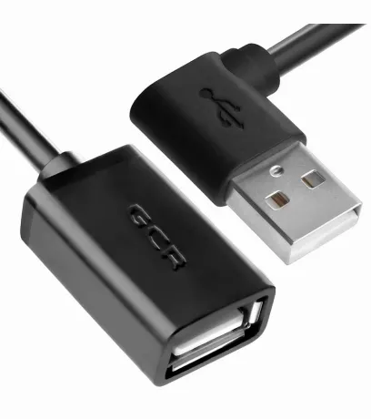 Кабель GreenConnect 0.3m USB AM угловой/AF, черный (GCR-51857)