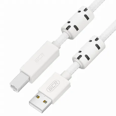 Кабель GreenConnect Premium 1.5m USB 2.0, AM/BM, белый нейлон (G...