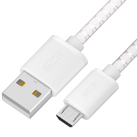 Кабель GreenConnect 1.0m MicroUSB, бело-розовый (GCR-54450) - фото 1
