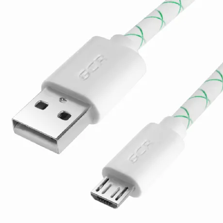 Кабель Greenconnect 2А 0.5m USB 2.0, AM/microB 5pin, бело-зелены...