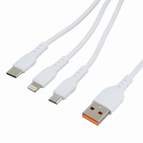 Кабель GoPower GP05-3в1, USB(m)-Type-C/Lightning/microUSB белый ...