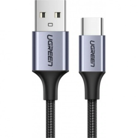 Кабель UGREEN USB A 2.0 - USB C, никелированная алюминиевая опле...