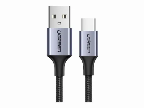 Кабель UGREEN USB A 2.0 - USB C, никелированная алюминиевая опле...