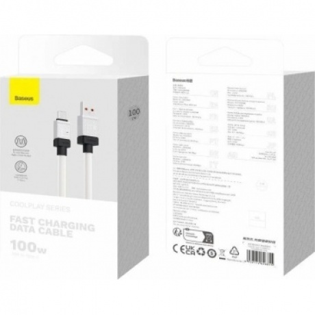 Кабель Baseus CoolPlay 100W 1m White (CAKW000602) - фото 4