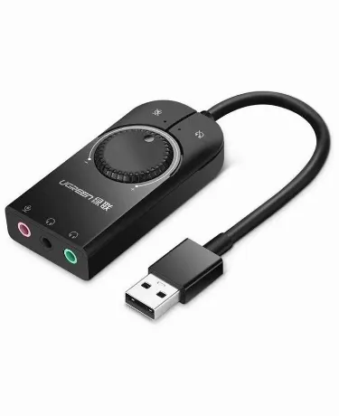 Кабель UGREEN USB External Stereo Sound Adapter 15cm CM129 Black...
