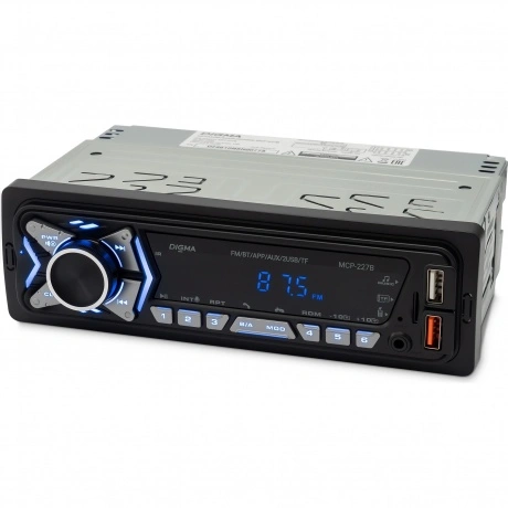 Автомагнитола Digma MCP-227B 1DIN 2x45Вт v5.0 USB 2.0 AUX 2 ПДУ