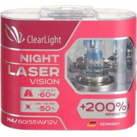 Лампа Clearlight H4 12V-60/55W Night Laser Vision +200% Light (к...