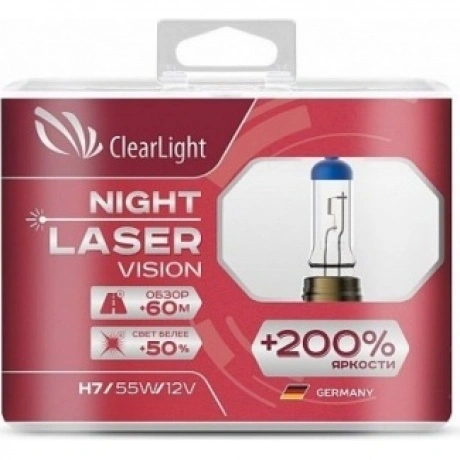 Лампа Clearlight H7 12V-55W Night Laser Vision +200% Light (комп...