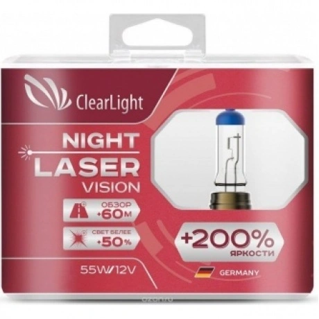 Лампа Clearlight HB3 12V-60W Night Laser Vision +200% Light (ком...