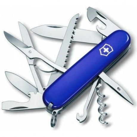 Нож Victorinox Huntsman, 91 мм, 15 функций, полупрозрачный синий