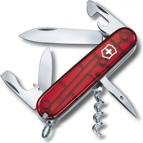 Нож Victorinox Spartan, 91 мм, 12 функций, прозрачный красный