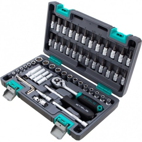 Набор инструментов, 1/4", CrV, пластиковый кейс 57 предметов Ste...