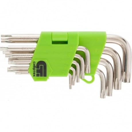 Набор ключей имбусовых Tamper-Torx, 9 шт., TT10-TТ50, 45x, закал...