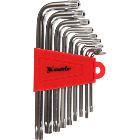 Набор ключей имбусовых TORX, 9 шт., T10-T50, CrV, короткие, сати...