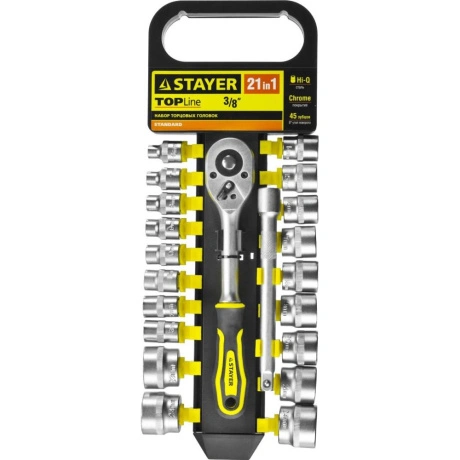 Набор торцовых головок Stayer RSS 27752-H21, 21 предмет, 21M, 3/...