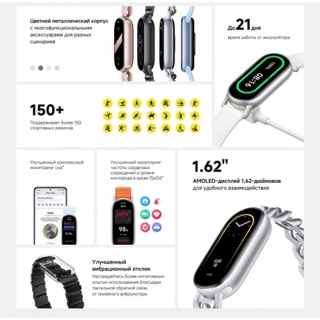 Умные часы Xiaomi Smart Band 9 (BHR8340GL) Glacier Silver - фото 16