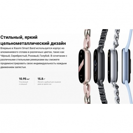 Умные часы Xiaomi Smart Band 9 (BHR8340GL) Glacier Silver - фото 20