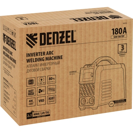 Аппарат инвертор. дуговой сварки DENZEL 94355, SDM-180 Top, 180 ...