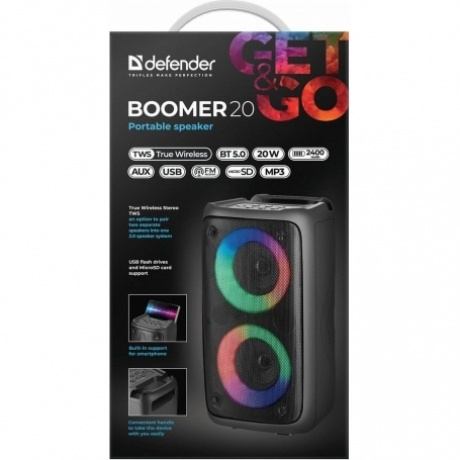 Портативная акустика Defender BLACK BOOMER 20 (65820) - фото 22