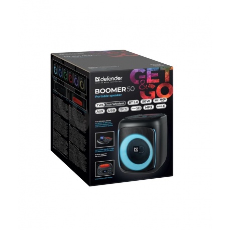 Портативная акустика Defender BLACK 65450 BOOMER 50 - фото 18