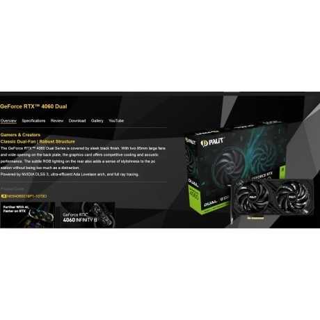 Видеокарта Palit RTX4060 INFINITY 2 OC 8Gb (NE64060S19P1-1070L) - фото 9